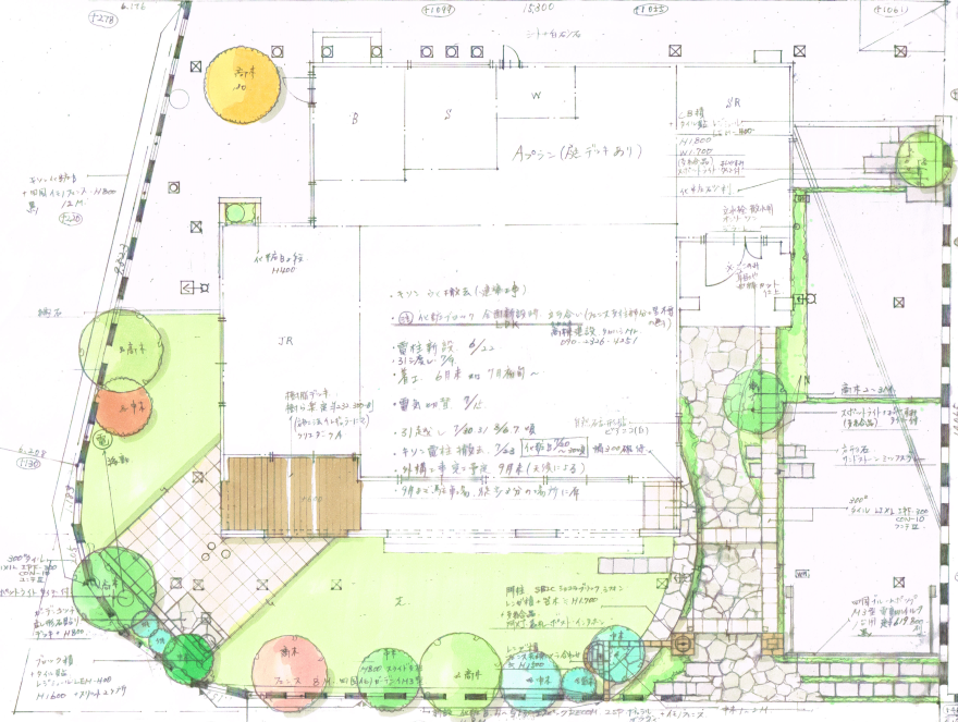 植木で作るお庭空間 図面 エクステリア 外構造園 工事 横浜 風知蒼